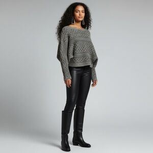 Anthropologie Pilcro Micro Fisherman Sweater Green Chunky Knit Women’s Large